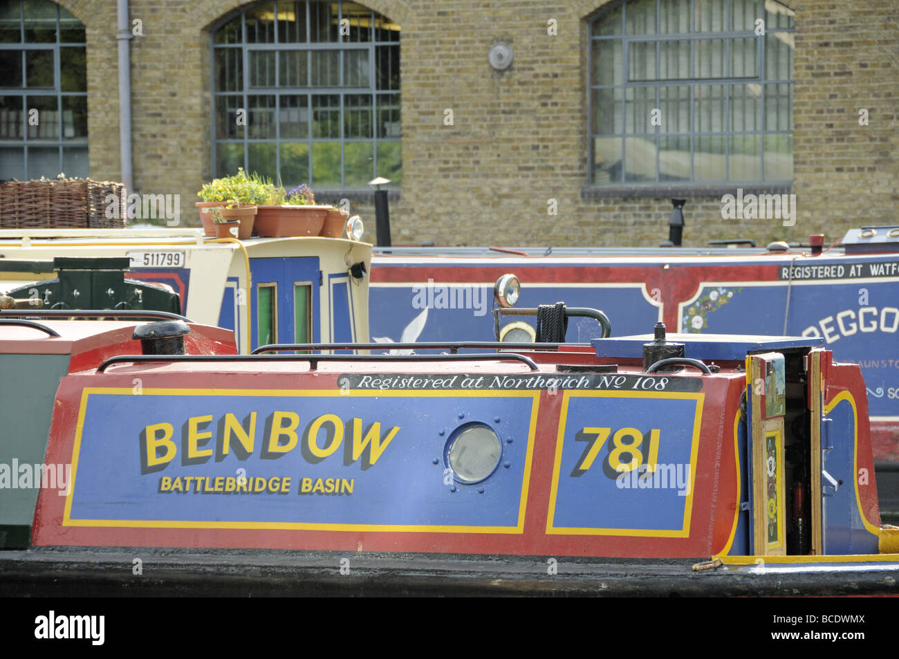 Benbow Kanal Boot Battlebridge Becken Regents Canal Islington London England UK Stockfoto