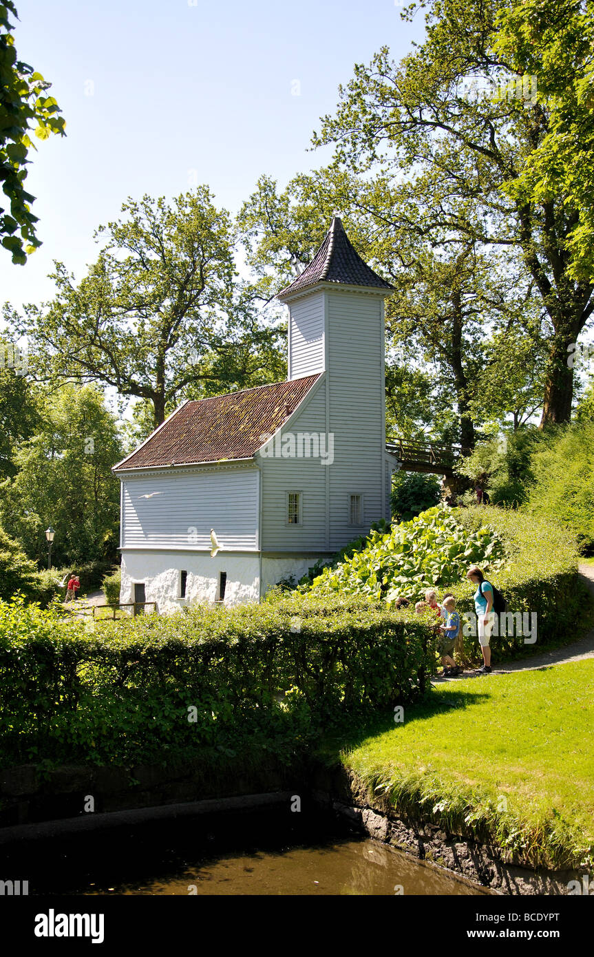 Der Wohnturm, Gamle Bergen Museum, Sandviken, Bergen, Hordaland, Norwegen Stockfoto