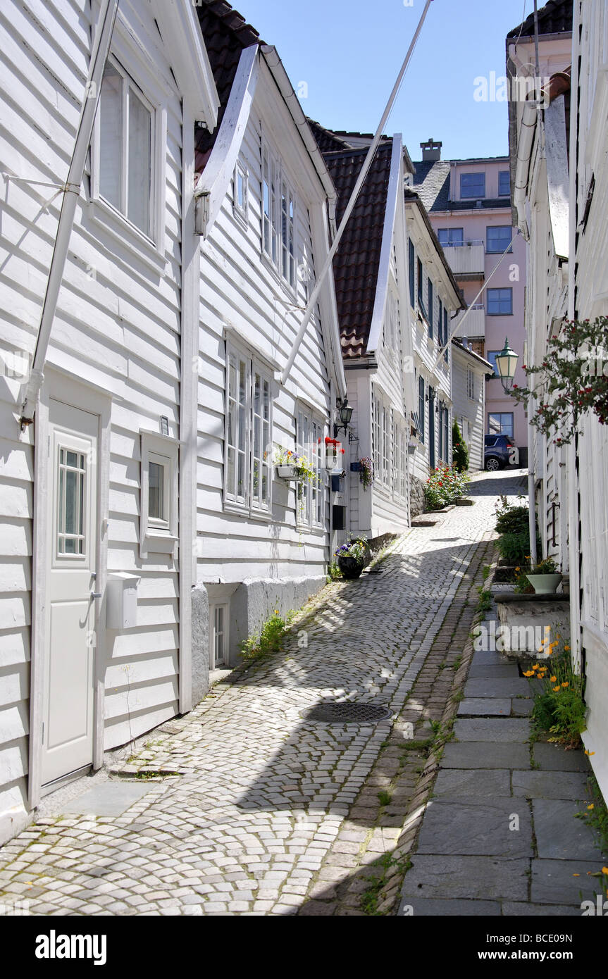 18. Jahrhundert hölzerne Häuser, Skuteviken, Bergen, Hordaland, Norwegen Stockfoto