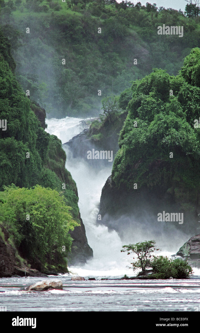 Murchison Falls gesehen aus River Nile Murchison Falls National Park Uganda Ostafrika Stockfoto