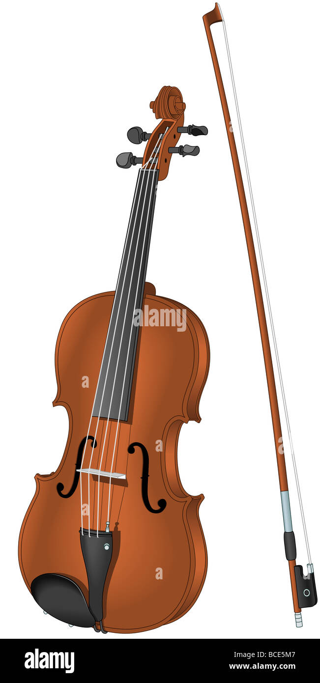 Viola und Bogen. Stockfoto