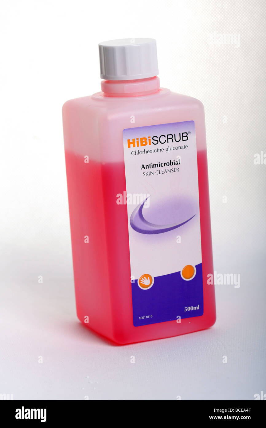 HIBISCRUB - ein Desinfektionsmittel für die Vorbereitung auf die  präoperative chirurgische Händedesinfektion Stockfotografie - Alamy