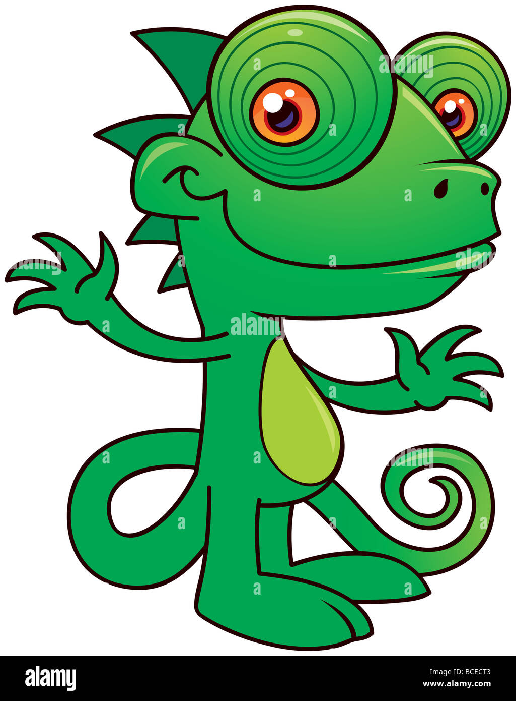 Vektor-Illustration ein glückliche kleine Chamäleon in einem humorvollen Cartoon-Stil gezeichnet. Stockfoto