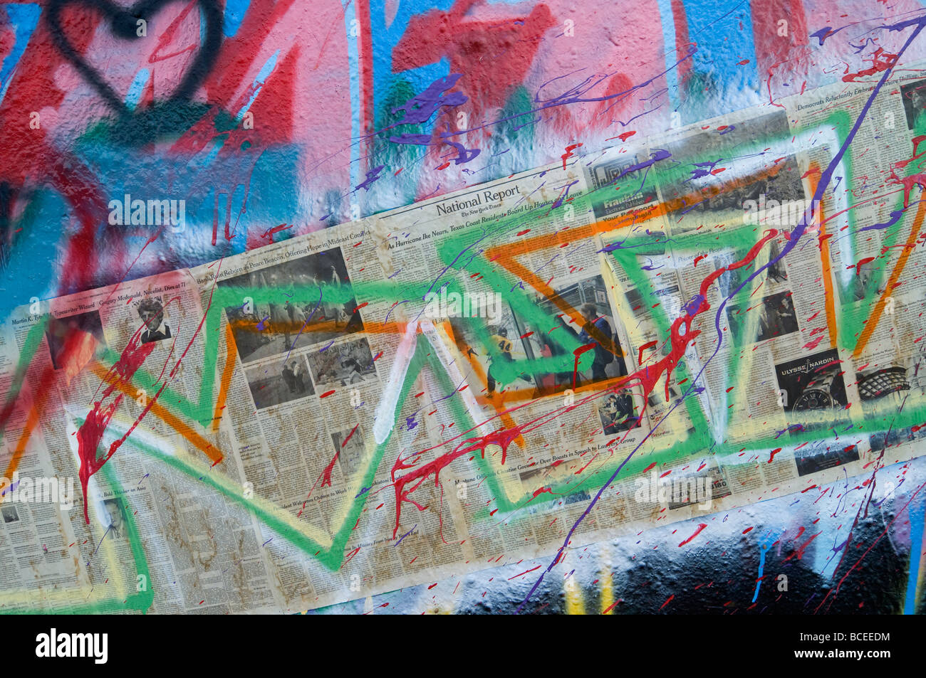 "Graffiti Wall" in Gainesville Florida, einem sanktionierten Bereich für öffentliche Äußerung Stockfoto