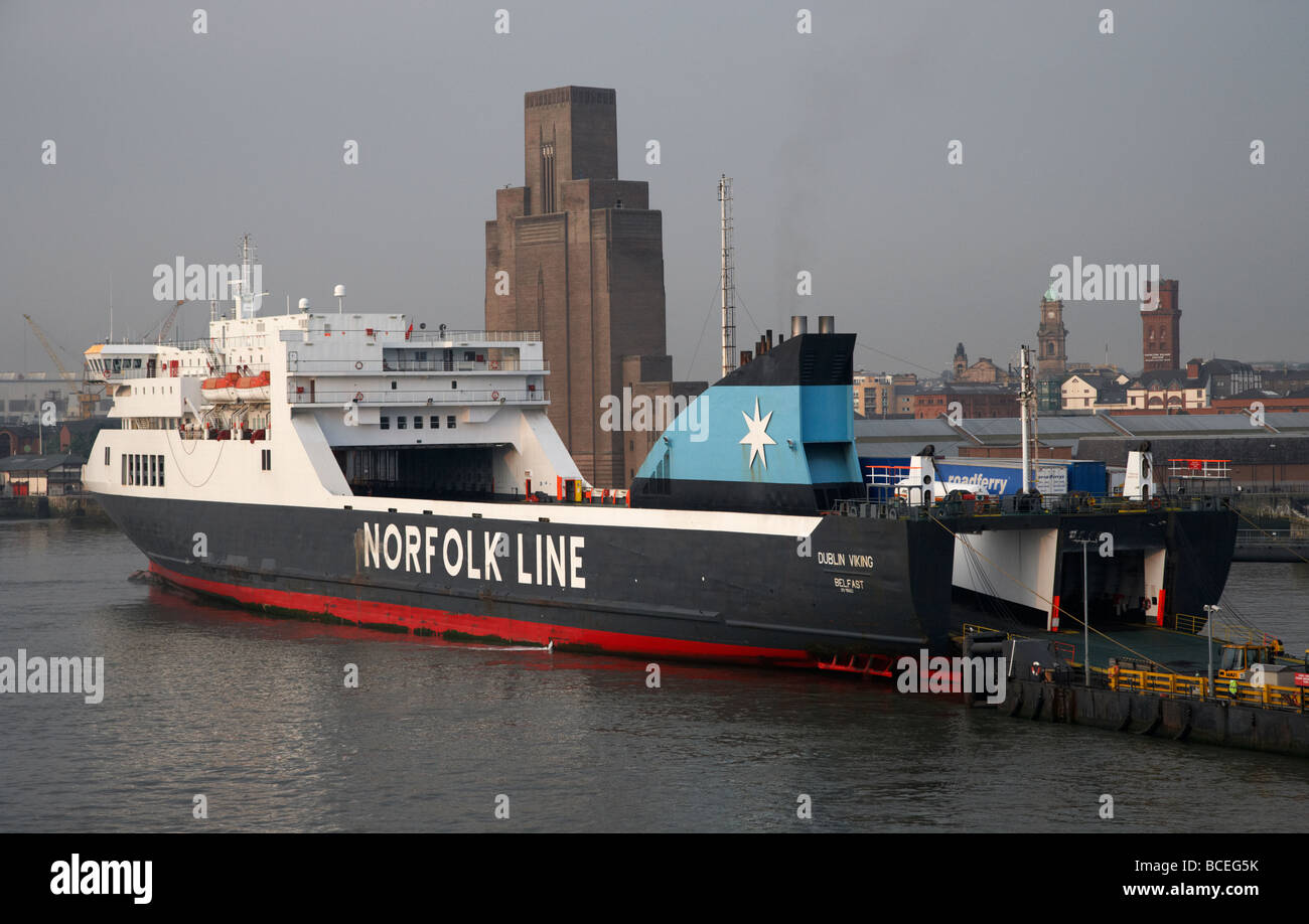 Dublin Viking Norfolkline Roro Fähre festgemacht am Birkenhead Fähre terminal Merseyside England uk Stockfoto