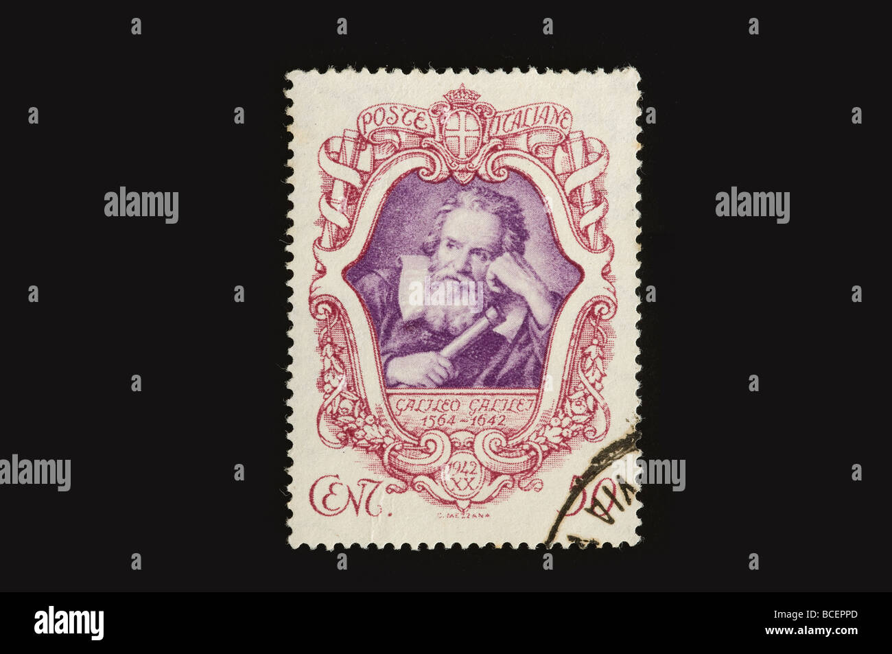 Galileo Galilei in einem italienischen Stempel Stockfoto