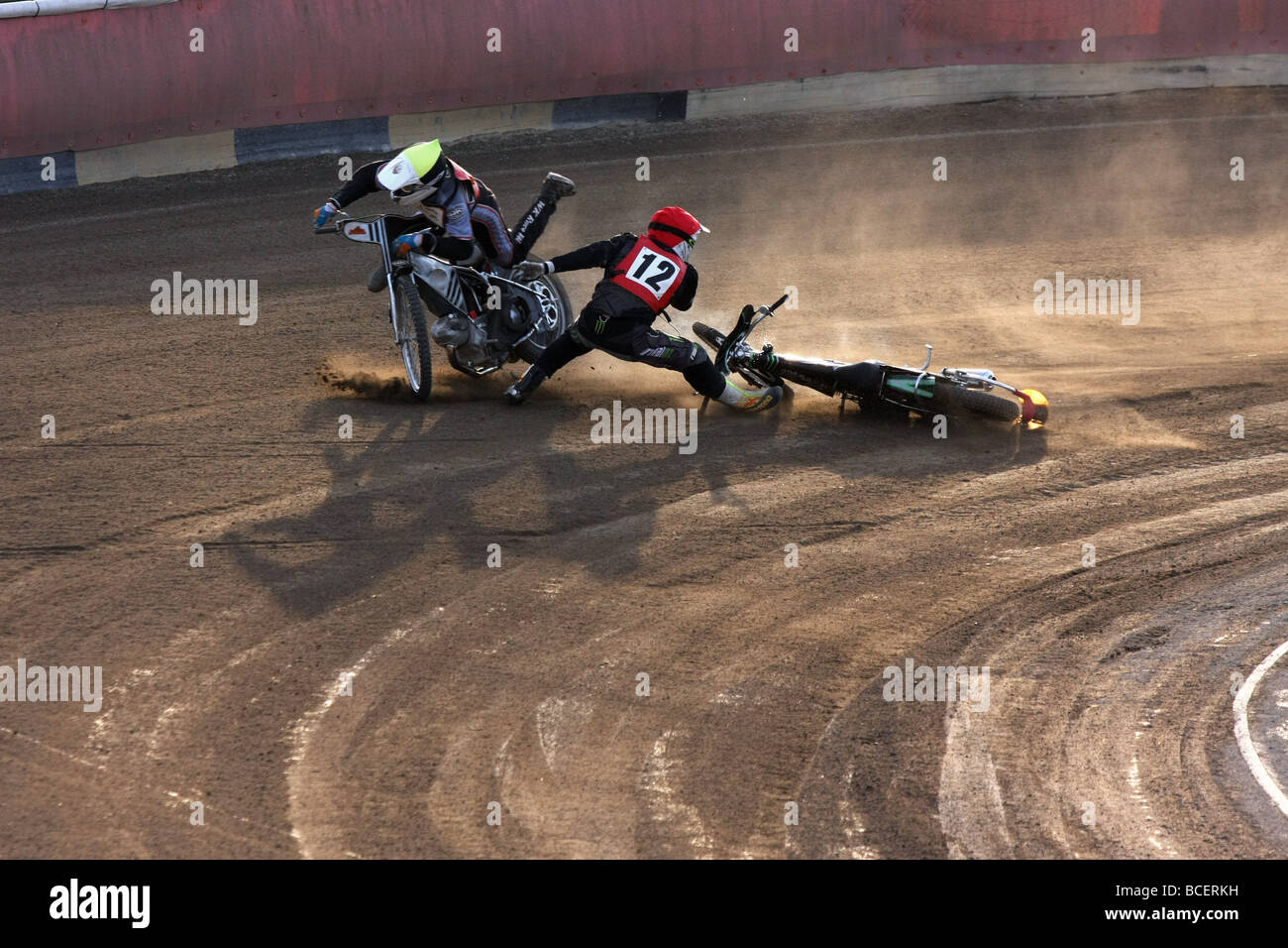 Speedwayrennen an Svansta Rennstrecke in Nyköping, Schweden Stockfoto