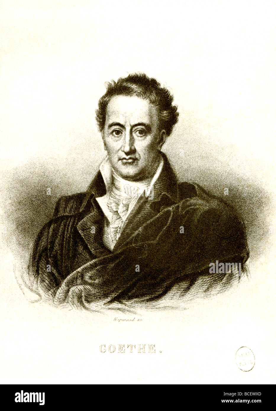 Johann Wolfgang von Goethe (1749-1832) war ein deutscher Dichter, Dramatiker und Romancier.  Er ist bekannt für sein Werk "Faust." Stockfoto