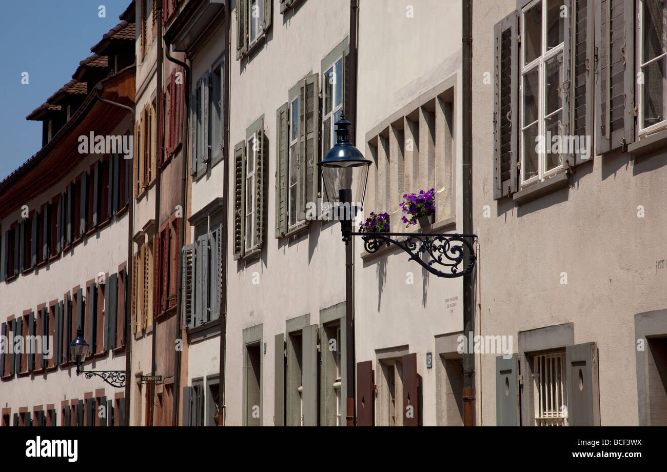 Architektur im alten historischen Teil der Stadt, Augustinerg, Basel, Schweiz, Europa. Stockfoto