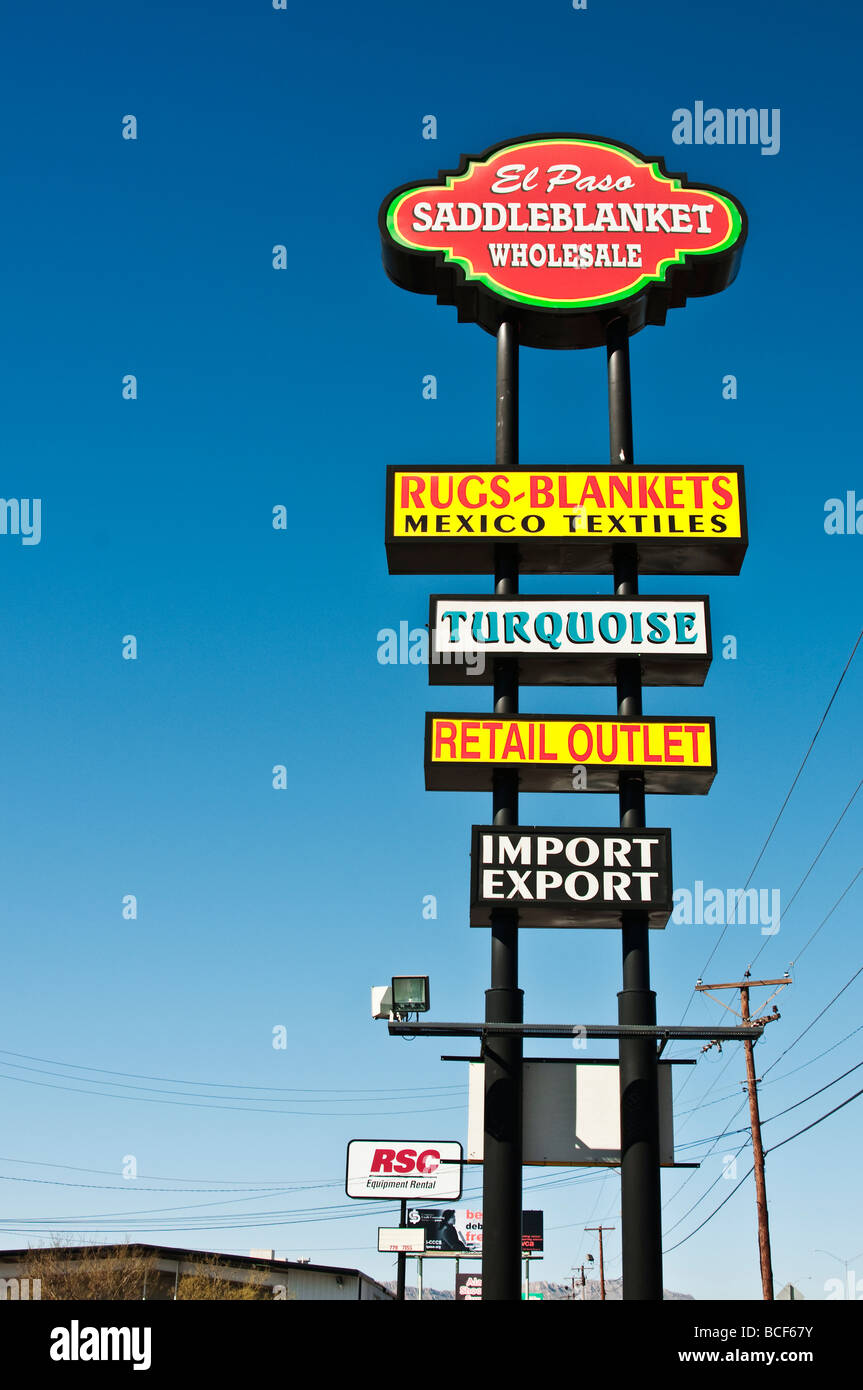Sehenswürdigkeiten rund um El Paso, als ich im Januar 2009 auf die Mission Trail ging. Stockfoto