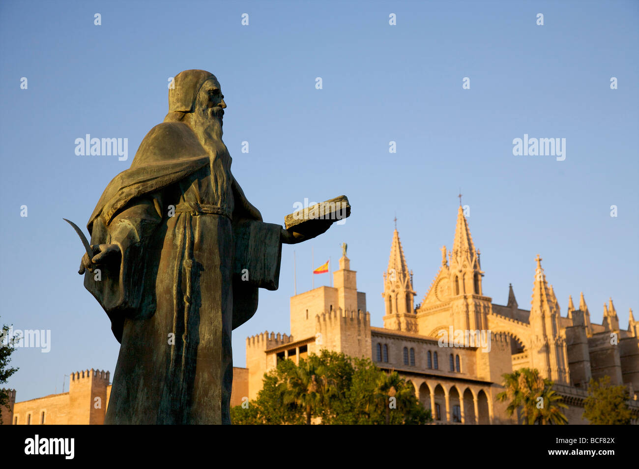 Ramon Llull Statue, Palma, Mallorca, Spanien Stockfoto