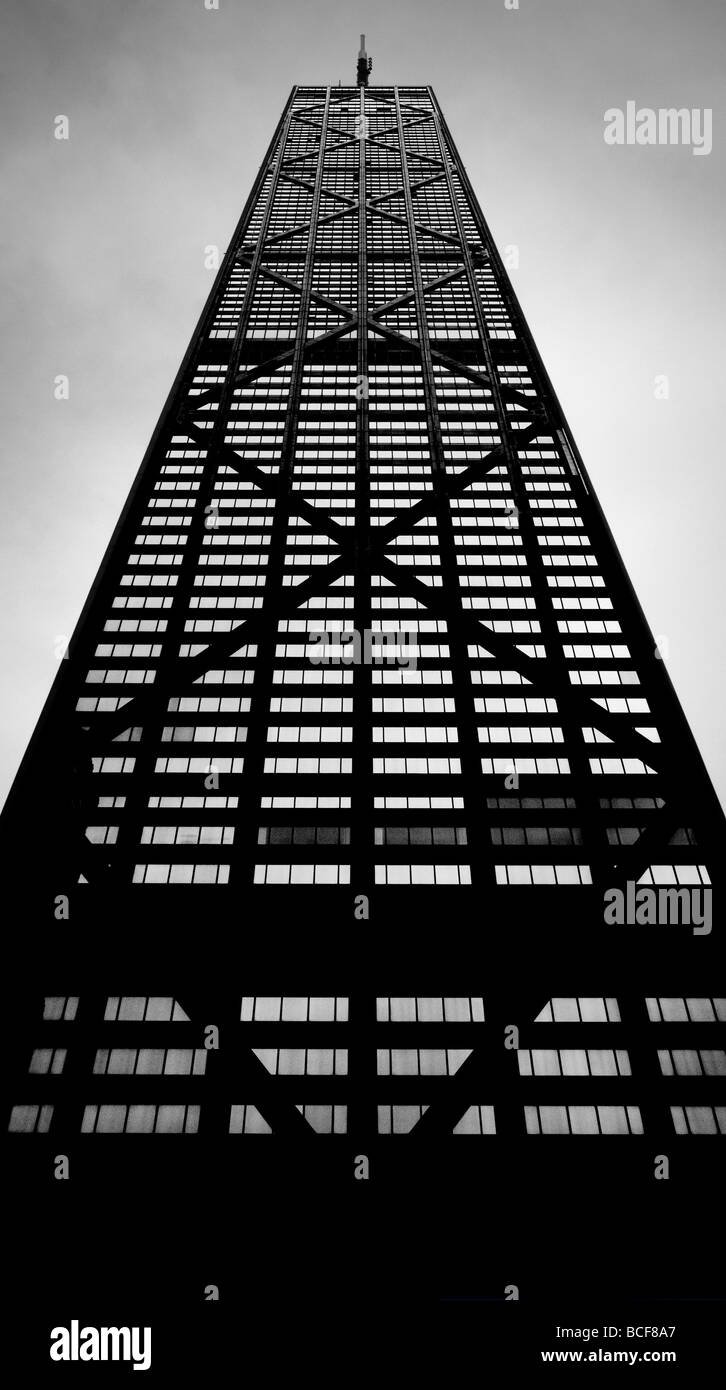 Nachschlagen in der John Hancock Tower in Chicago Stockfoto