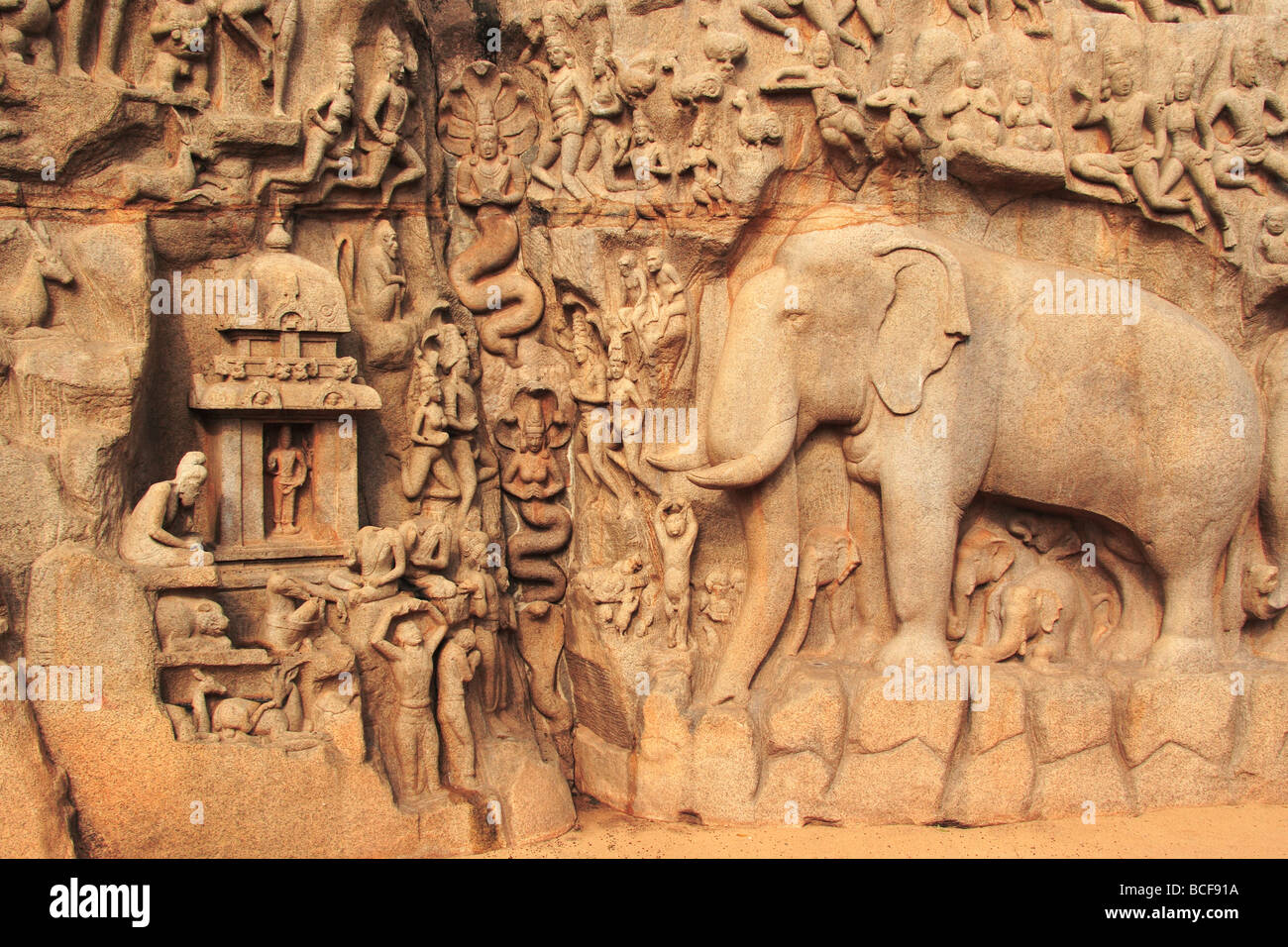 Gruppe von Denkmälern, UNESCO-Weltkulturerbe, Mahabalipuram, Tamil Nadu, Indien Stockfoto