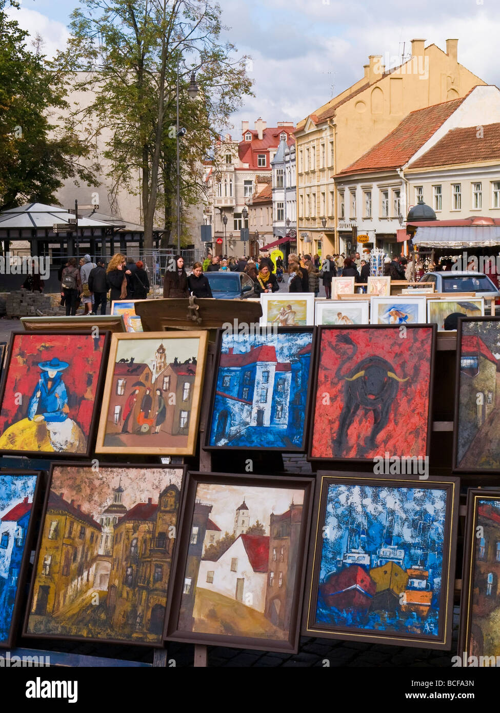 Litauen, Vilnius, Gemälde zum Verkauf Stockfoto