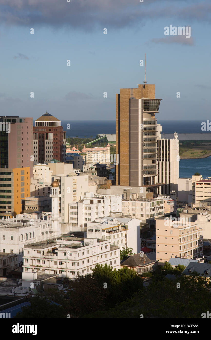 Mauritius, Port Louis, Blick auf die Stadt von Fort Adelaide, Morgendämmerung Stockfoto