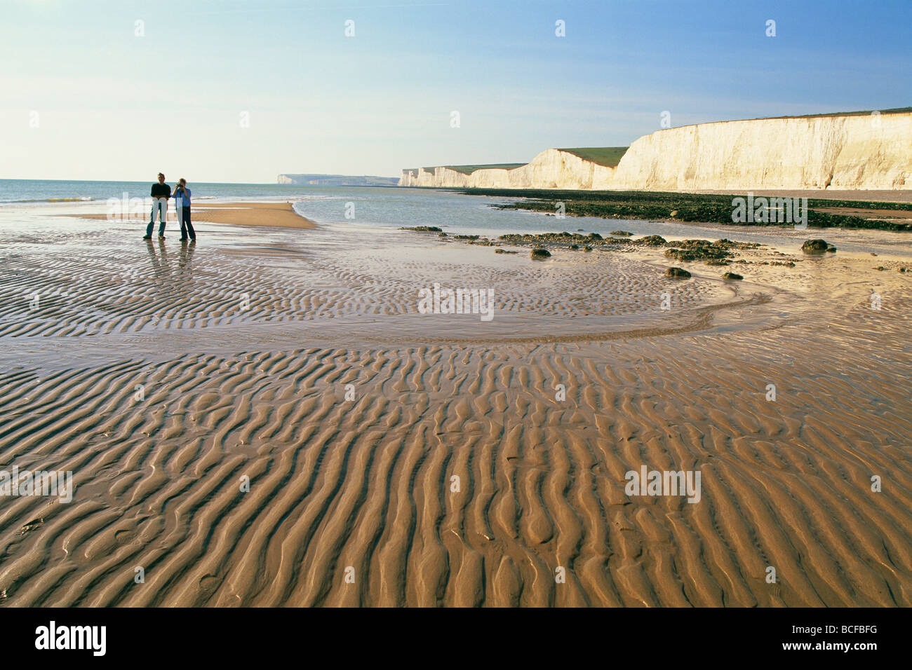England, East Sussex, Strand von sieben Schwestern und Beachy Head Stockfoto