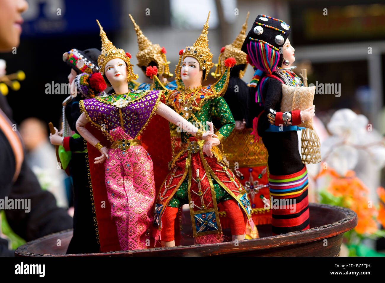 Thailand, Goldenes Dreieck, Chiang Mai, Souvenir Puppen Stockfoto