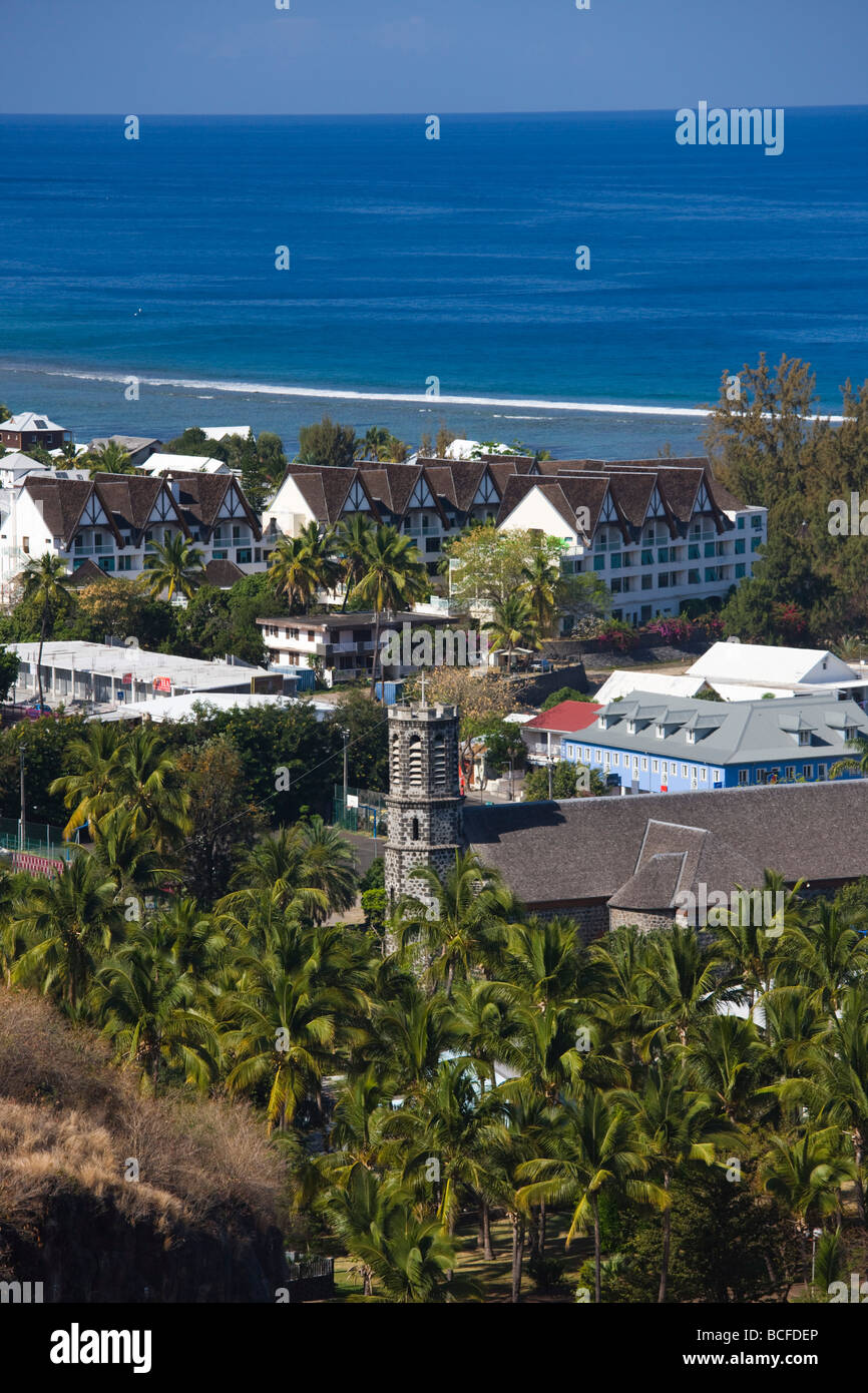 Blick auf La Réunion, Saint-Leu, die Stadt von den Höhen Stockfoto