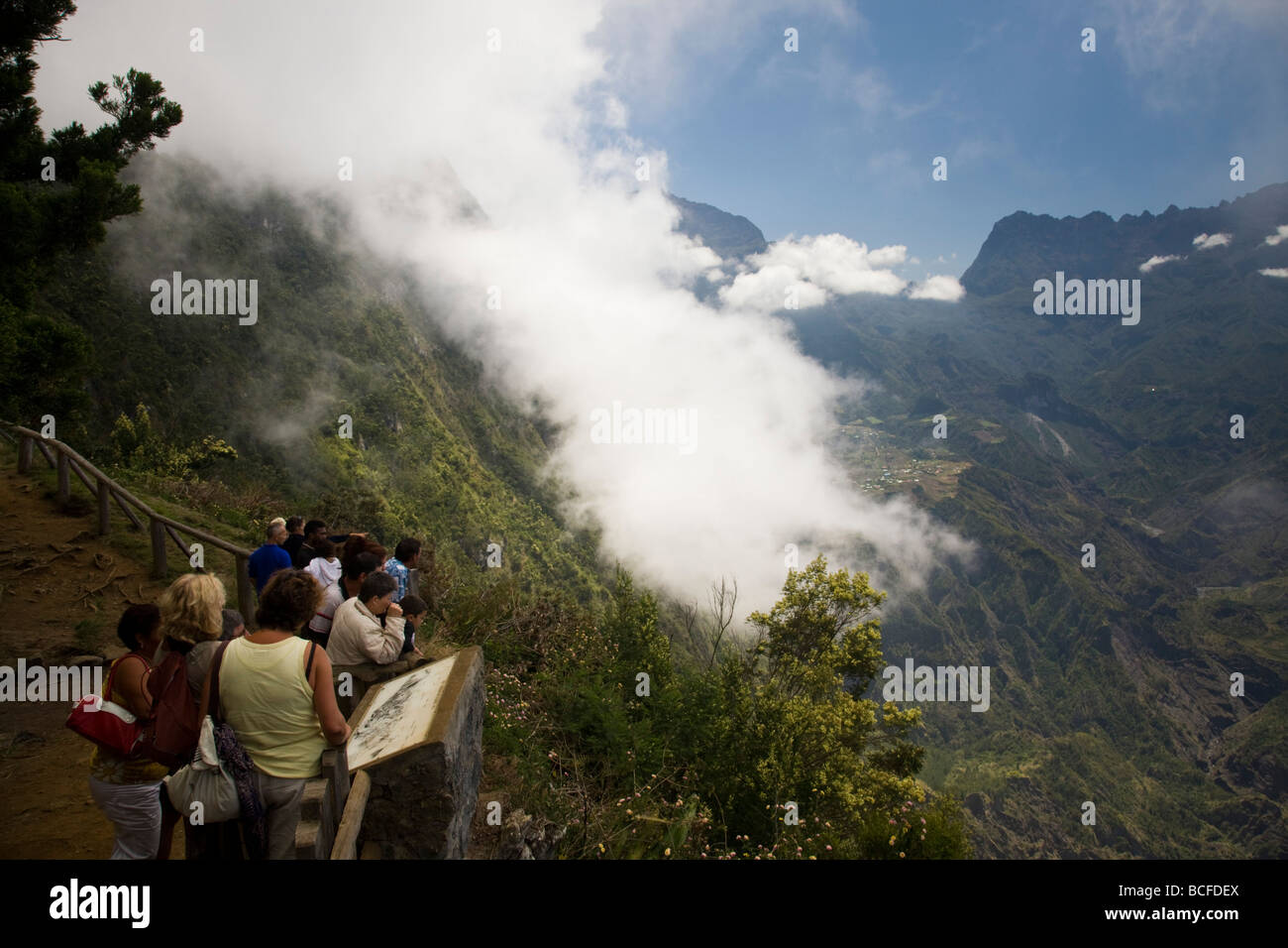 Insel La Réunion, Cirque de Cilaos, Cirque Blick von Le Fenetre Stockfoto