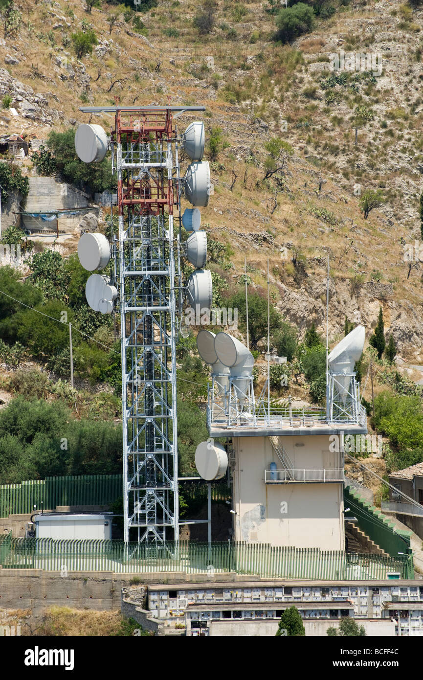 Kommunikation-Mast, Sizilien. Stockfoto