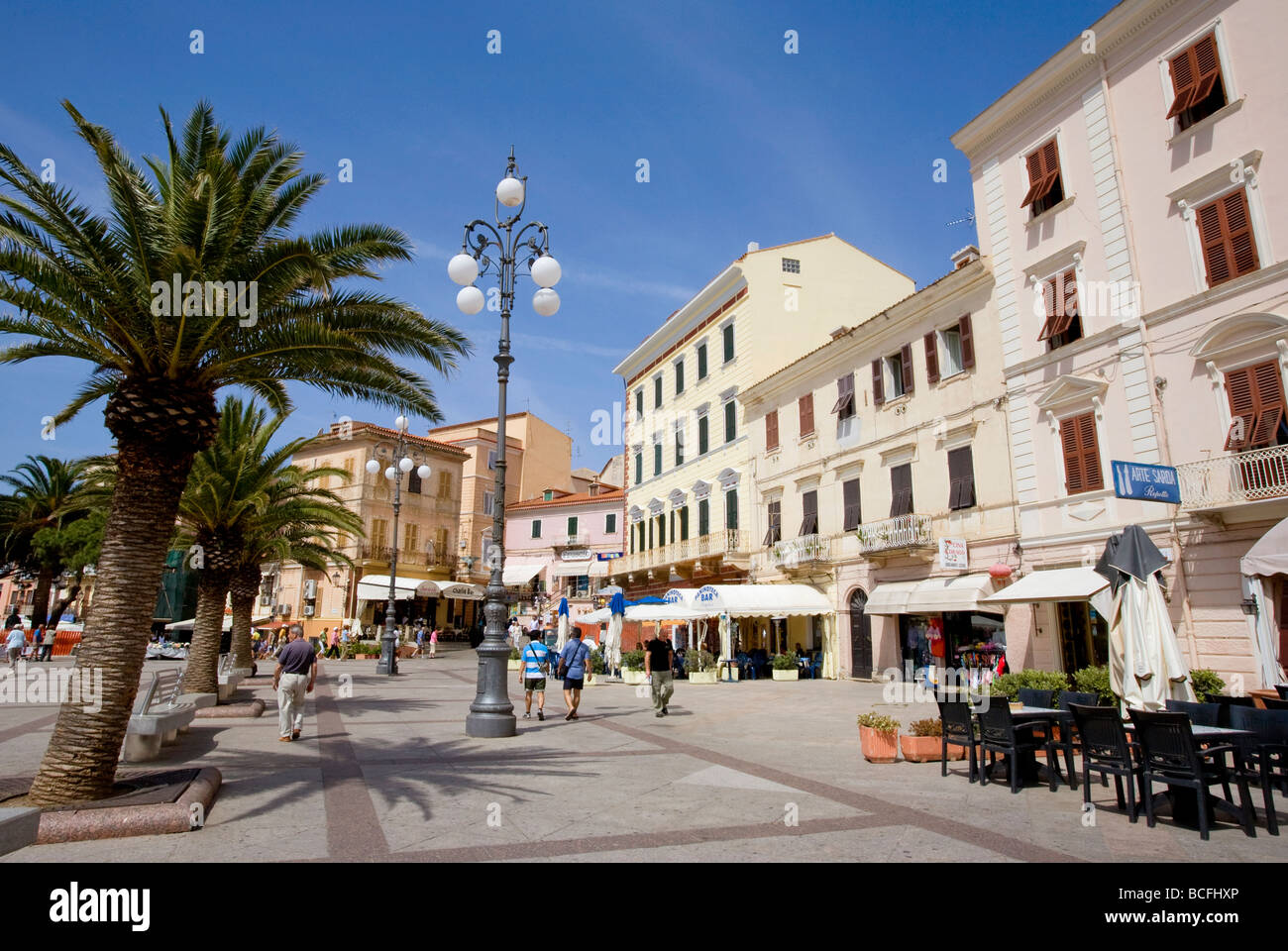 Piazza Garibaldi, La Maddalena Stadt, Insel La Maddalena, Sardinien, Italien Stockfoto