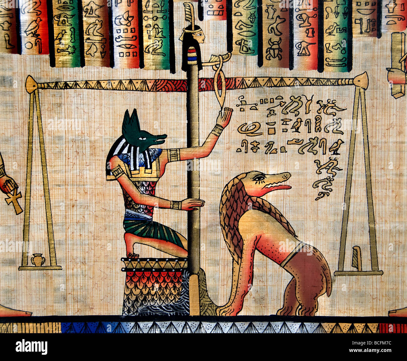 Neuen ägyptischen Gemälden aus pharaonischen Zeiten auf Papyrus Papier Ägypten Kairo Stockfoto