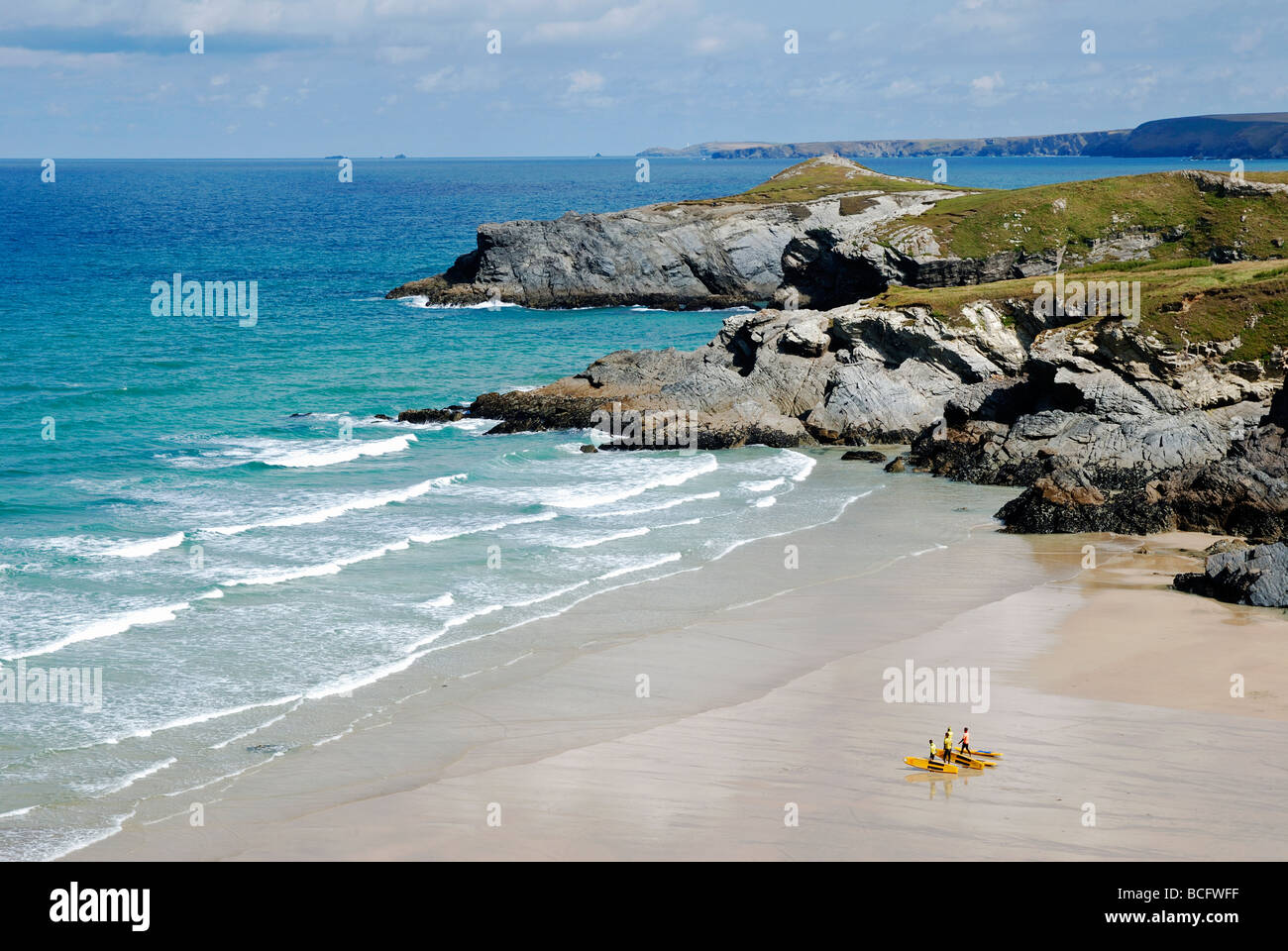 Lusty Glasur Strand von Newquay in Cornwall, Großbritannien Stockfoto