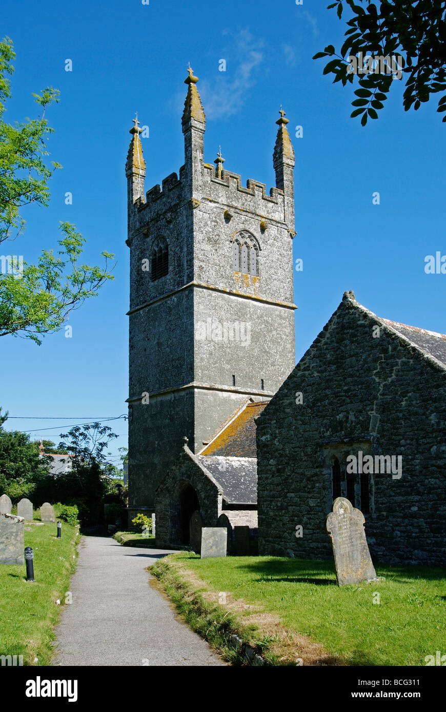 die alte Kirche am Germoe in der Nähe von Helston in Cornwall, Großbritannien Stockfoto