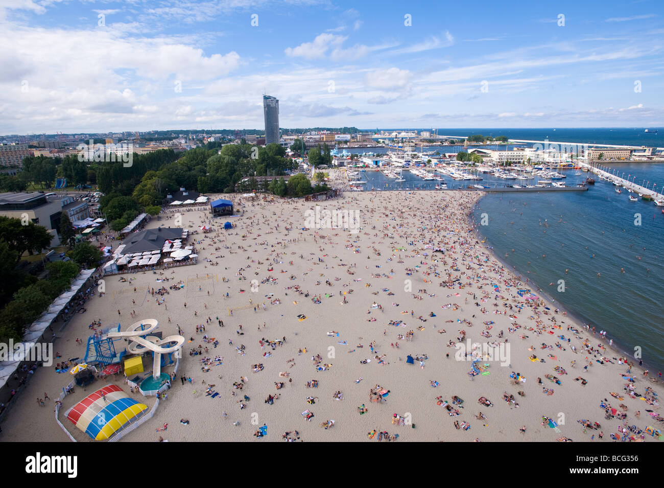 Luftaufnahme der Strand Ostsee Gdynia Polen Stockfoto