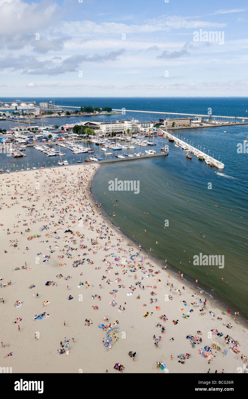 Luftaufnahme der Strand Ostsee Gdynia Polen Stockfoto