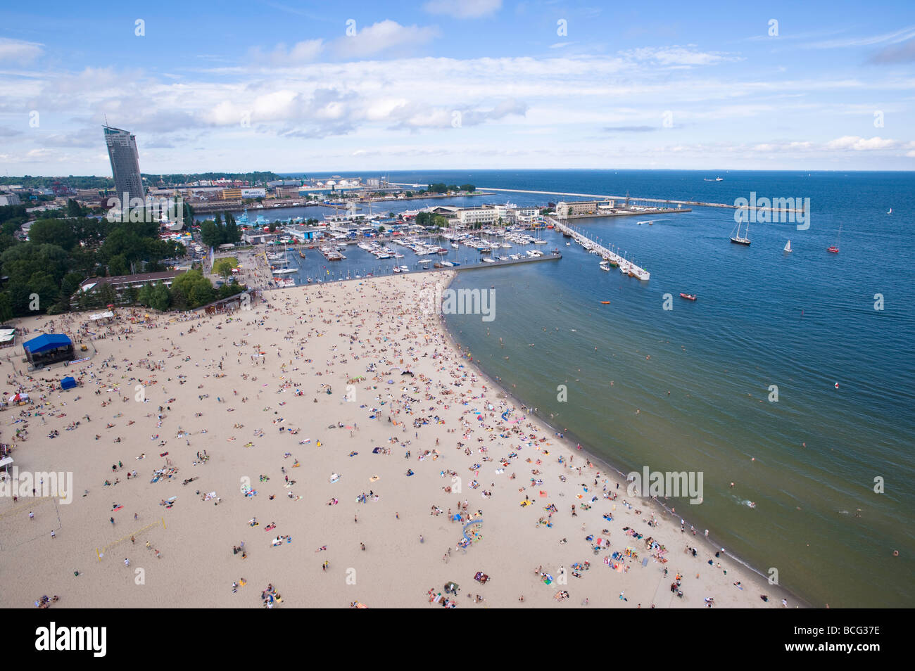 Luftaufnahme der Strand Ostsee Gdynia Polen Stockfoto