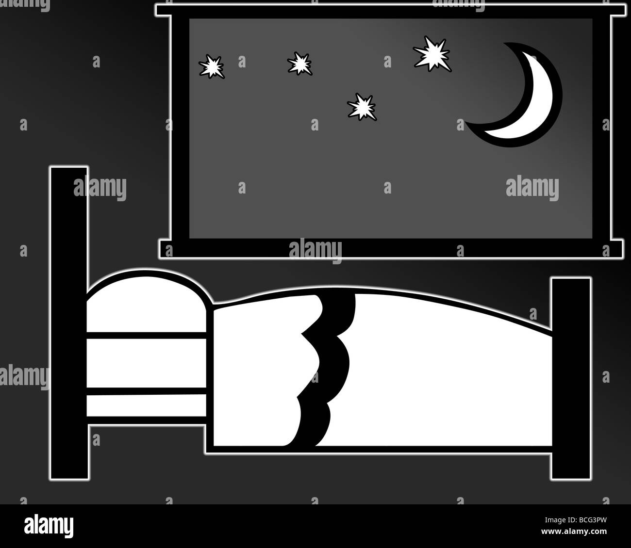 Schlafzimmer in der Nacht Stockfoto