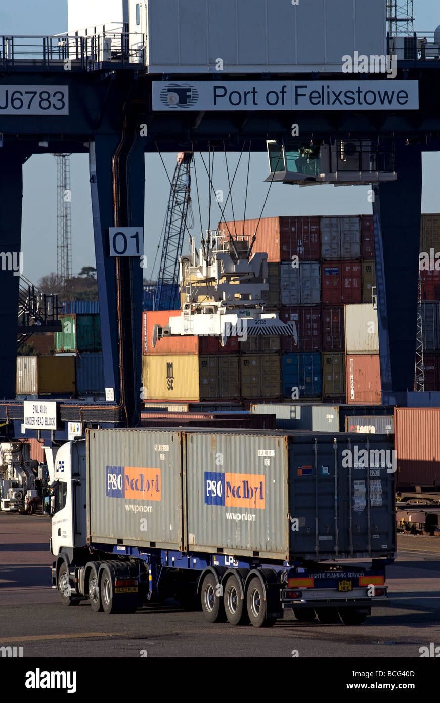 Rail Freight Terminal, Hafen von Felixstowe, Suffolk, UK. Stockfoto