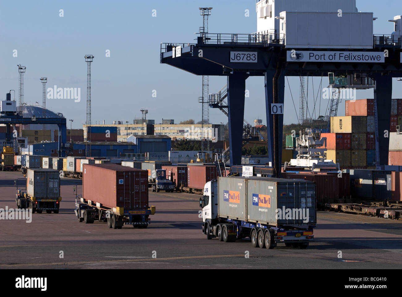 Rail Freight Terminal, Hafen von Felixstowe, Suffolk, UK. Stockfoto
