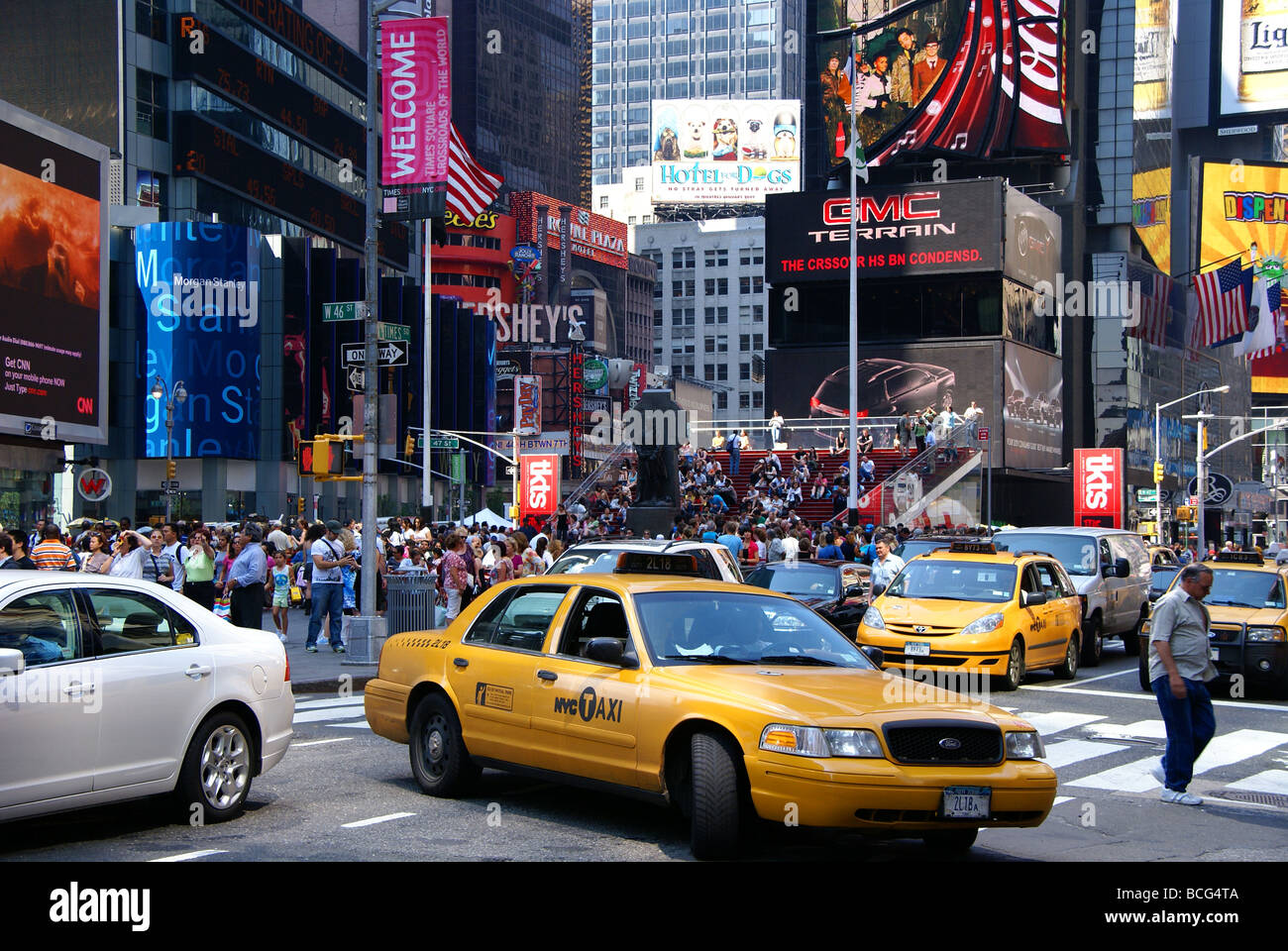 Verkehr am Times Square in New York Stockfoto
