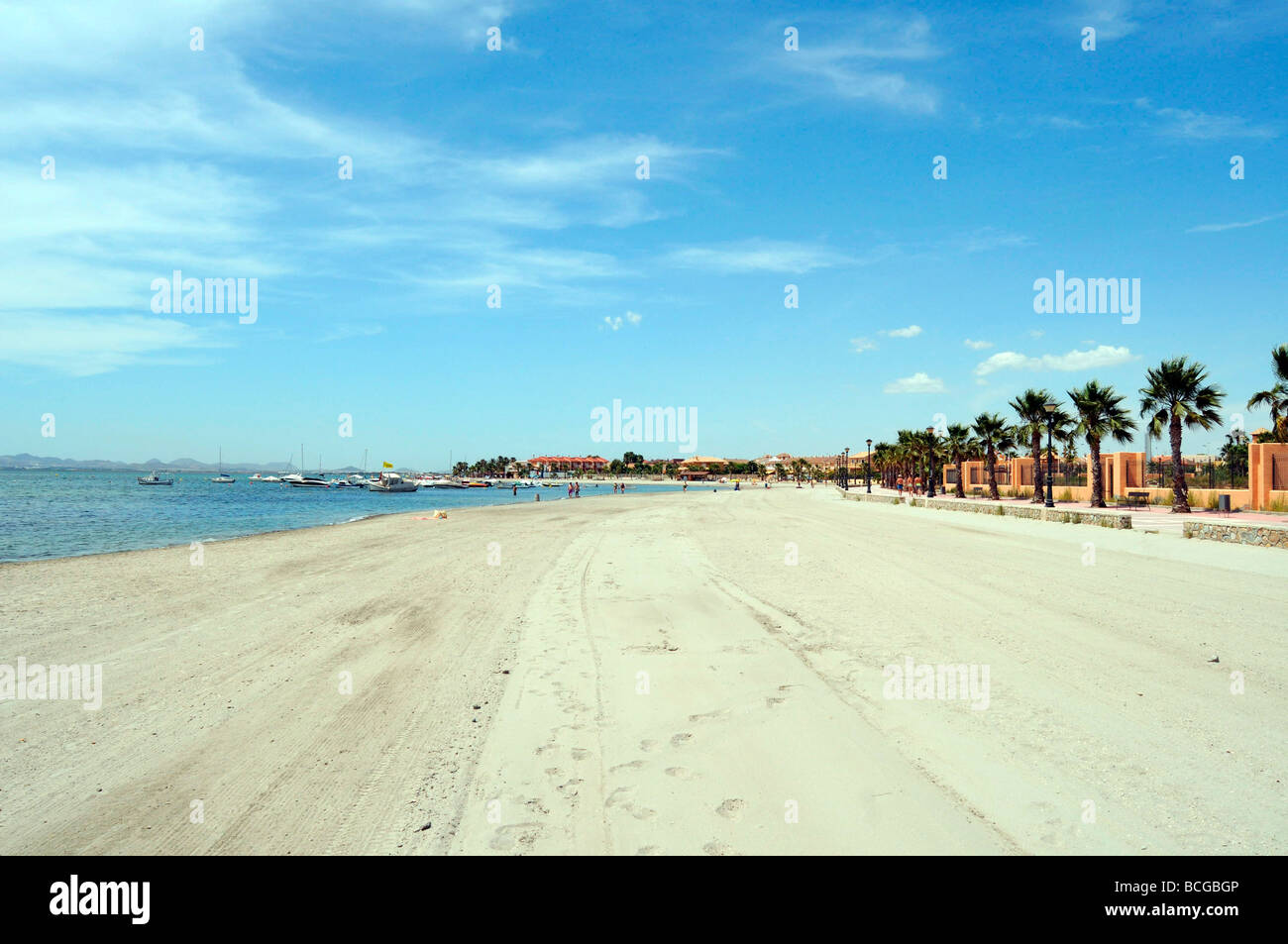 Der schöne Strand in Los Alcazares, Mar Menor Costa Calida, Ostküste Spaniens Stockfoto
