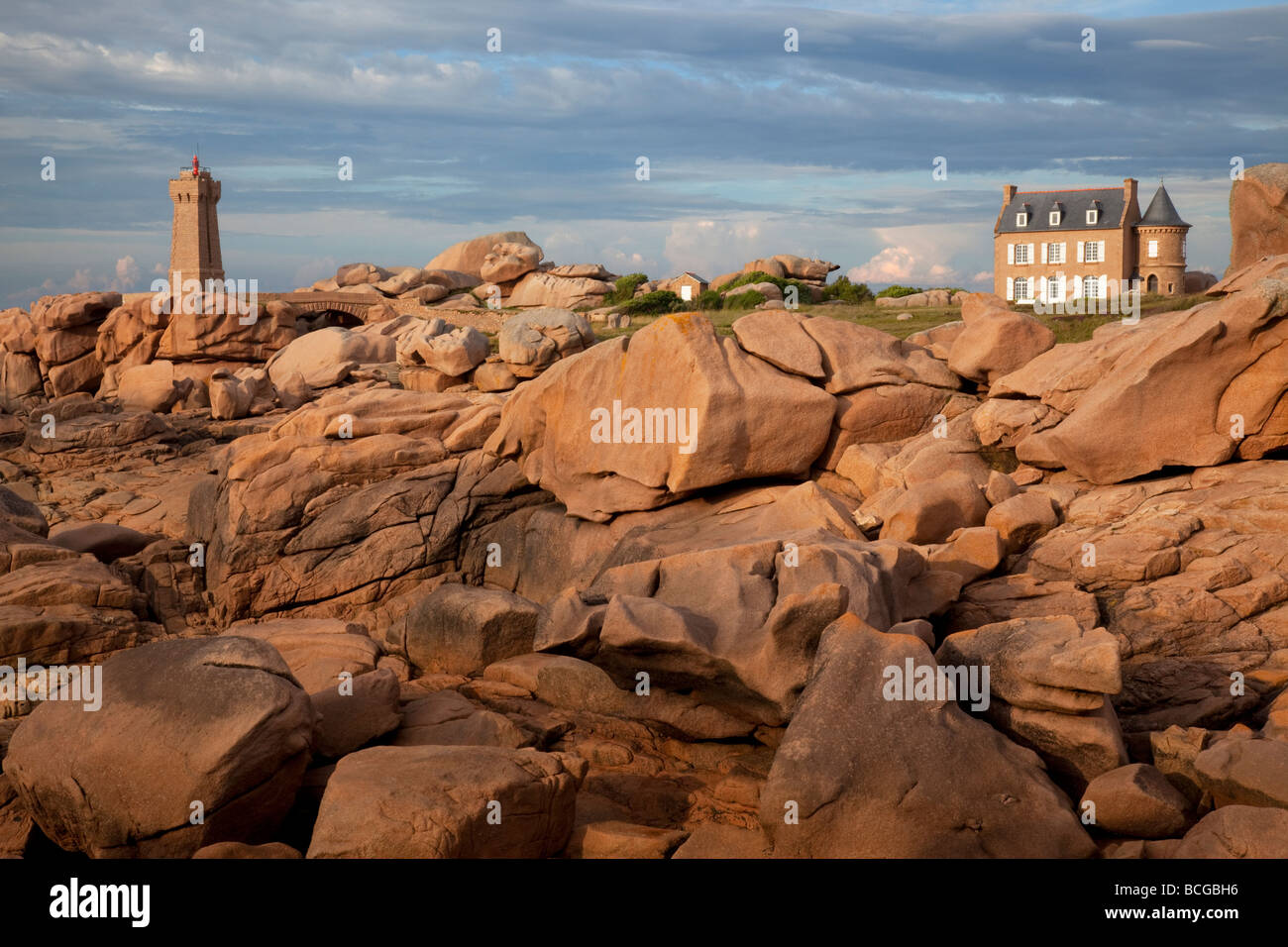 PHARE de Min Ruz, Ploumanac'h, Bretagne, Frankreich Stockfoto