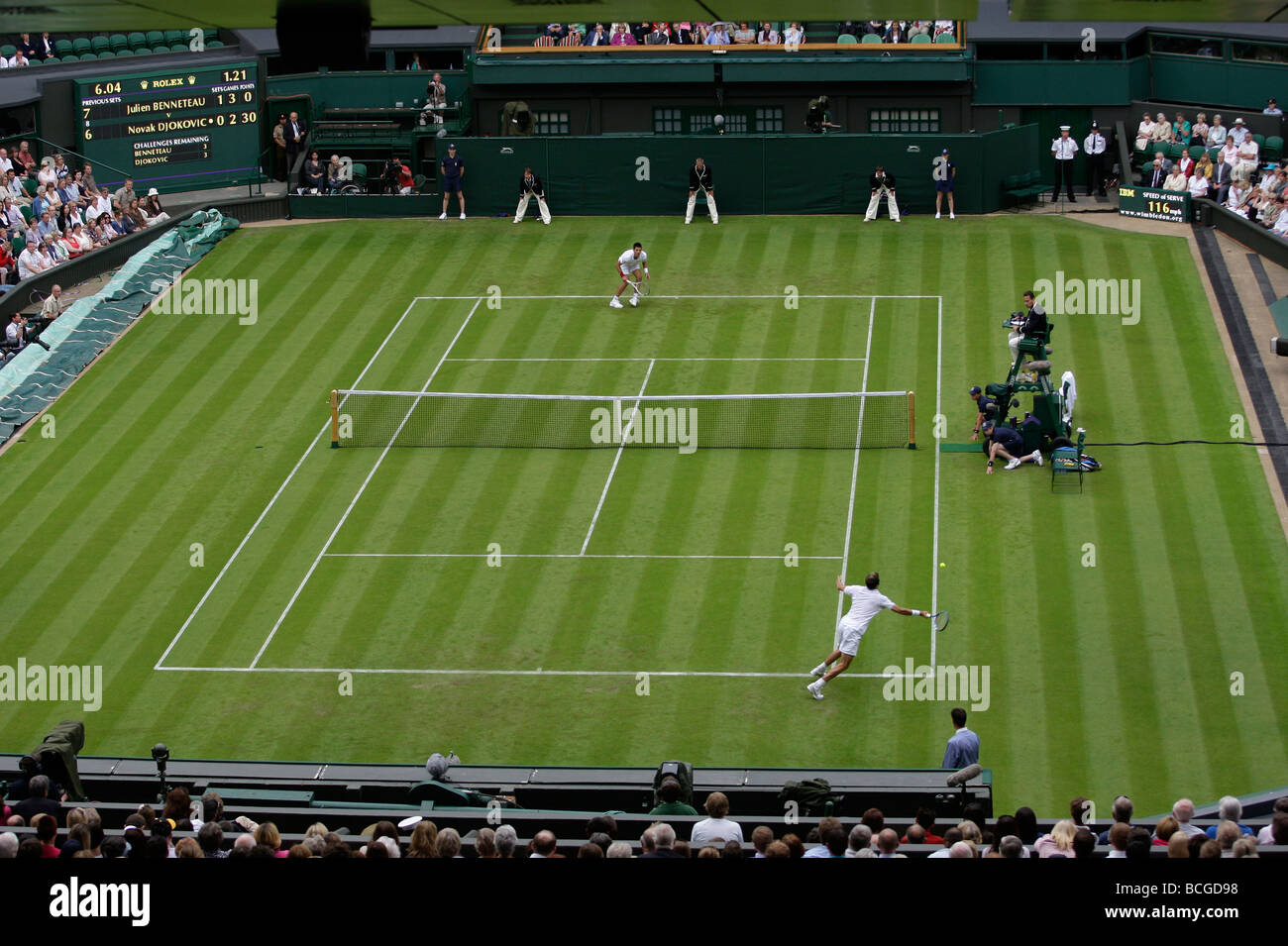 Wimbledon Championships 2009, hohe Aussicht auf dem Centre Court Stockfoto