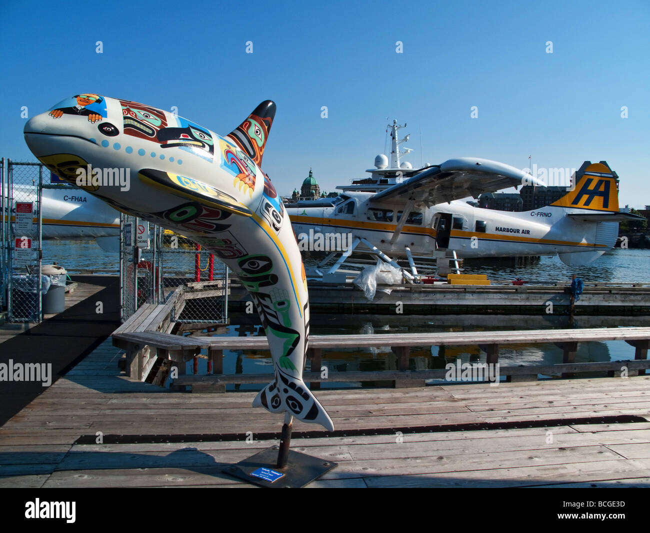 Wasser-Flugzeug Dolphin Art Vancouver Island Victoria Kanada Nordamerika Stockfoto