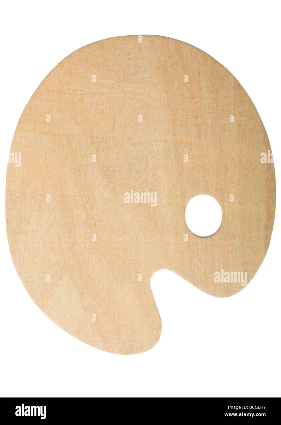 Hölzerne Künstler Farbpalette auf weißem Hintergrund Stockfoto