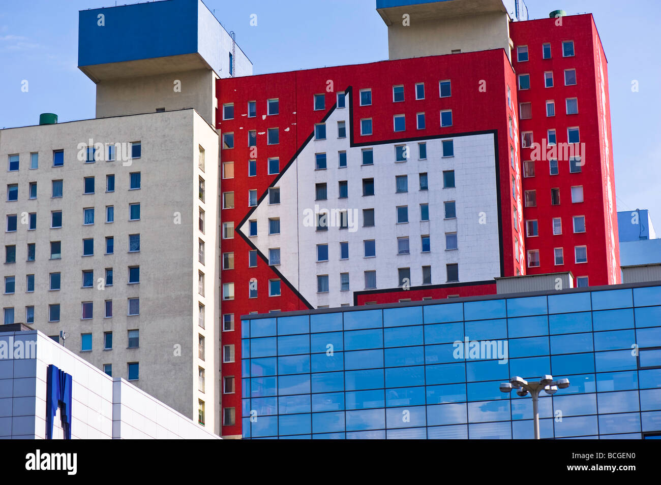 Zeitgenössische Architektur im Zentrum der Stadt Lodz Polen Stockfoto