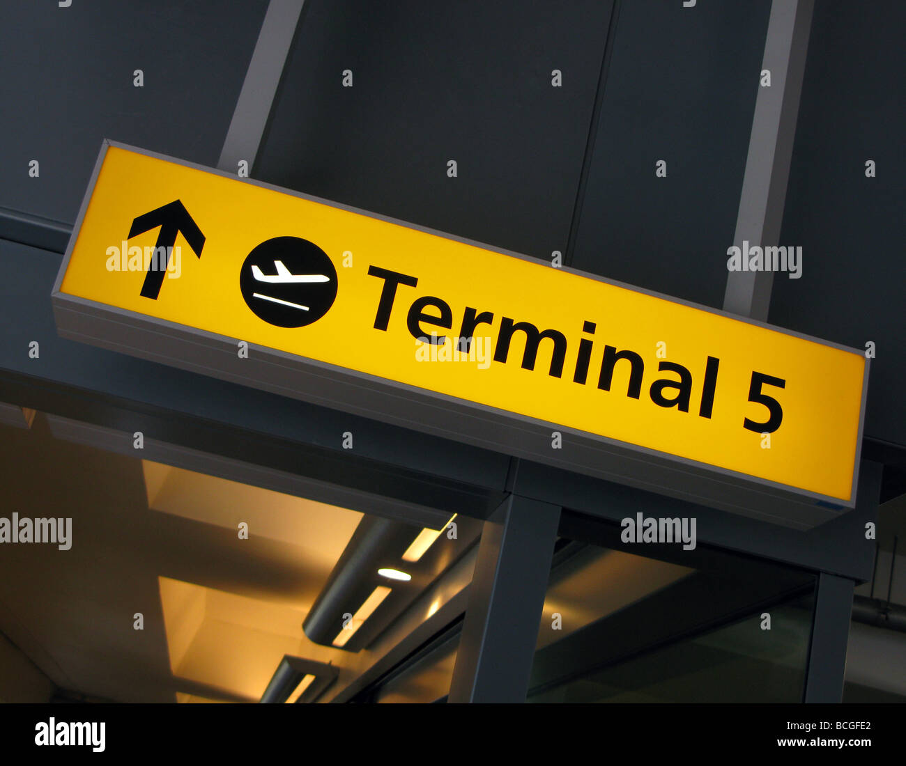 Heathrow terminal 5 Zeichen Stockfoto