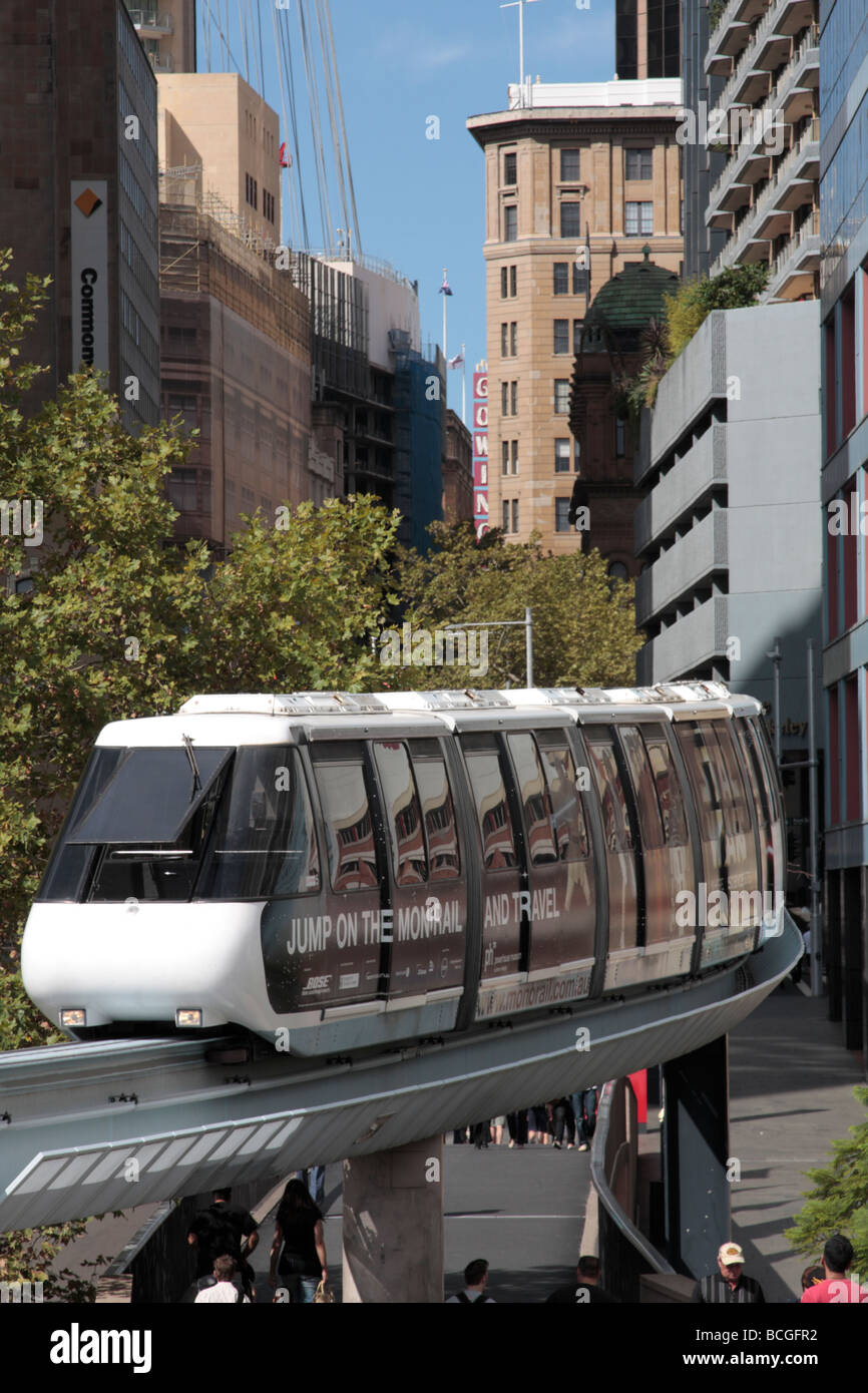 Die Monorail verläuft auf einem Rundweg rund um Sydney s Geschäftsviertel und Darling New South Wales Australien Hafen Stockfoto