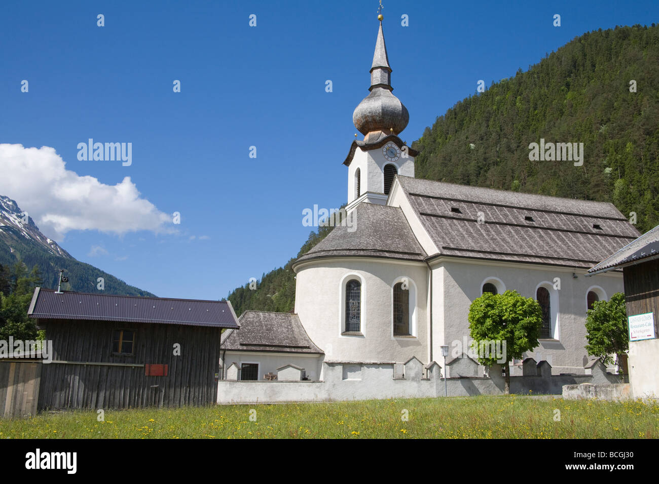 Biberwier Österreich EU kann St. Rochus-Kapelle in diesem Ski-Resort-Dorf in den Fernpass Stockfoto