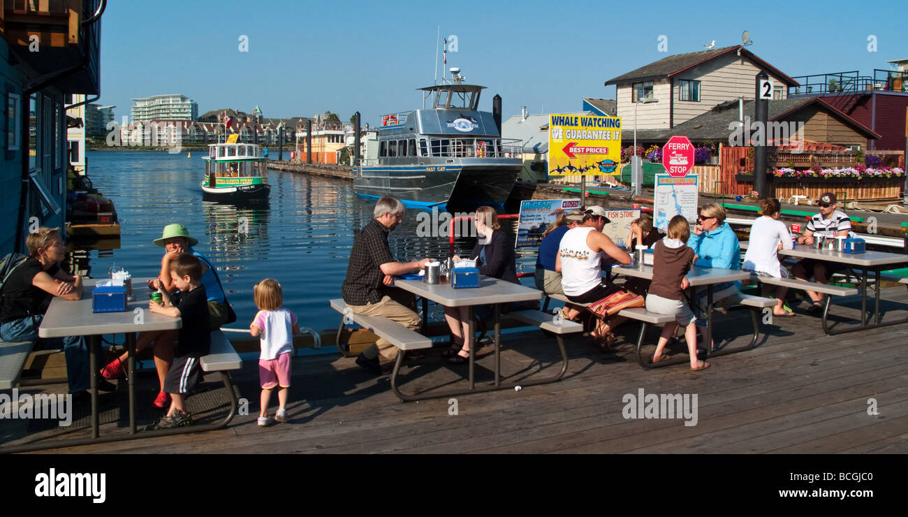 Garküche am Fishermans Wharf Viktoria Vancouver Island Kanada Nordamerika Stockfoto