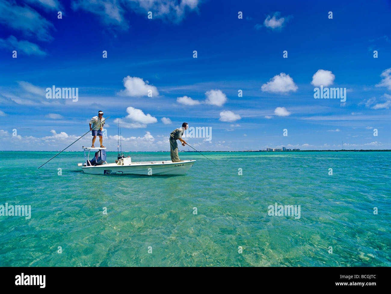 Fischerei auf Bonefish, Wohnungen Albula Vulpes, Stiltsville, Biscayne National Park, Florida, USA, Atlantik Stockfoto