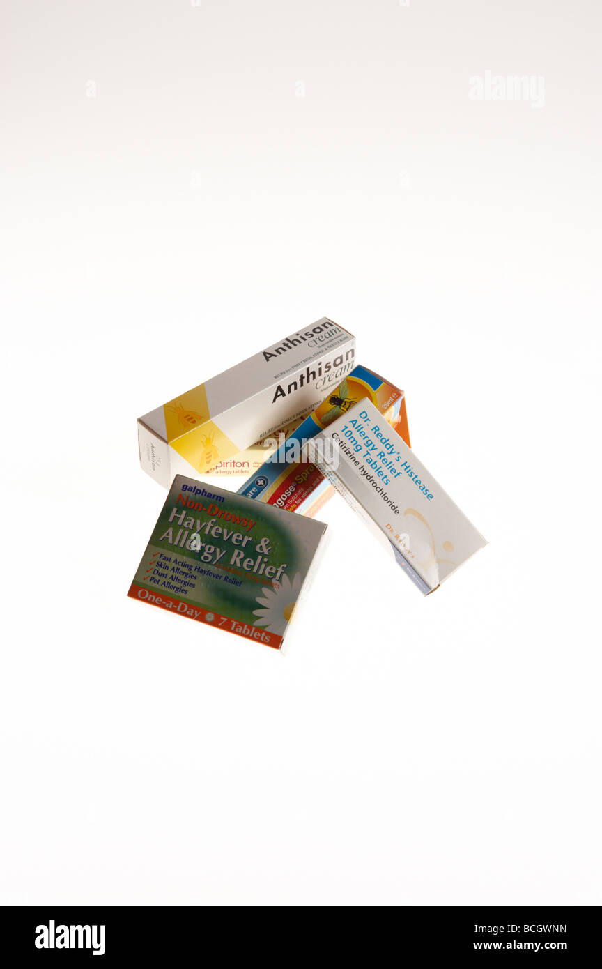 Anti-Histamin für Allergie und Insektenstiche Stockfoto
