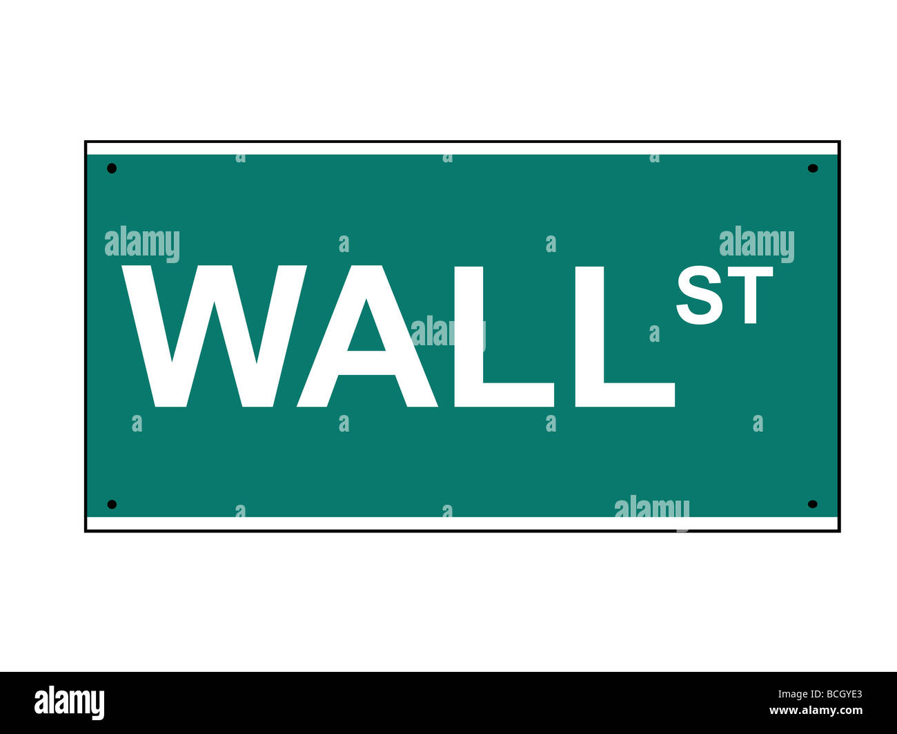 Wall Street Straßenschild isoliert auf weißem Hintergrund New York U S A Stockfoto