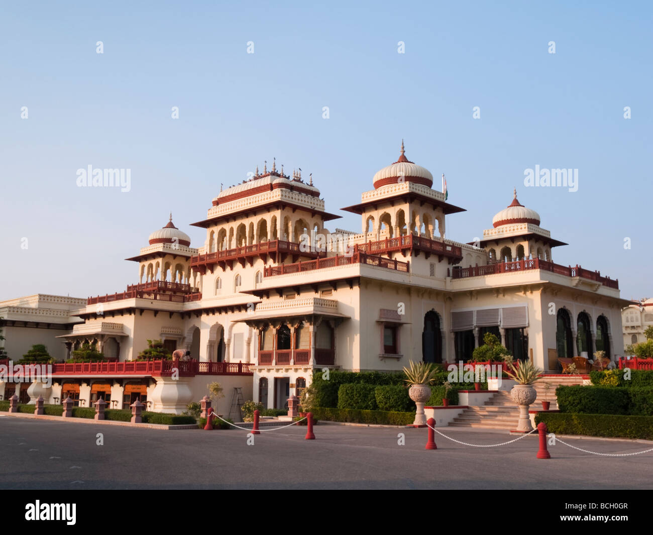 19. jahrhundert Rambagh Palace Luxury Hotel in 1835 gebaut. Jaipur Rajasthan Indien Asien Stockfoto
