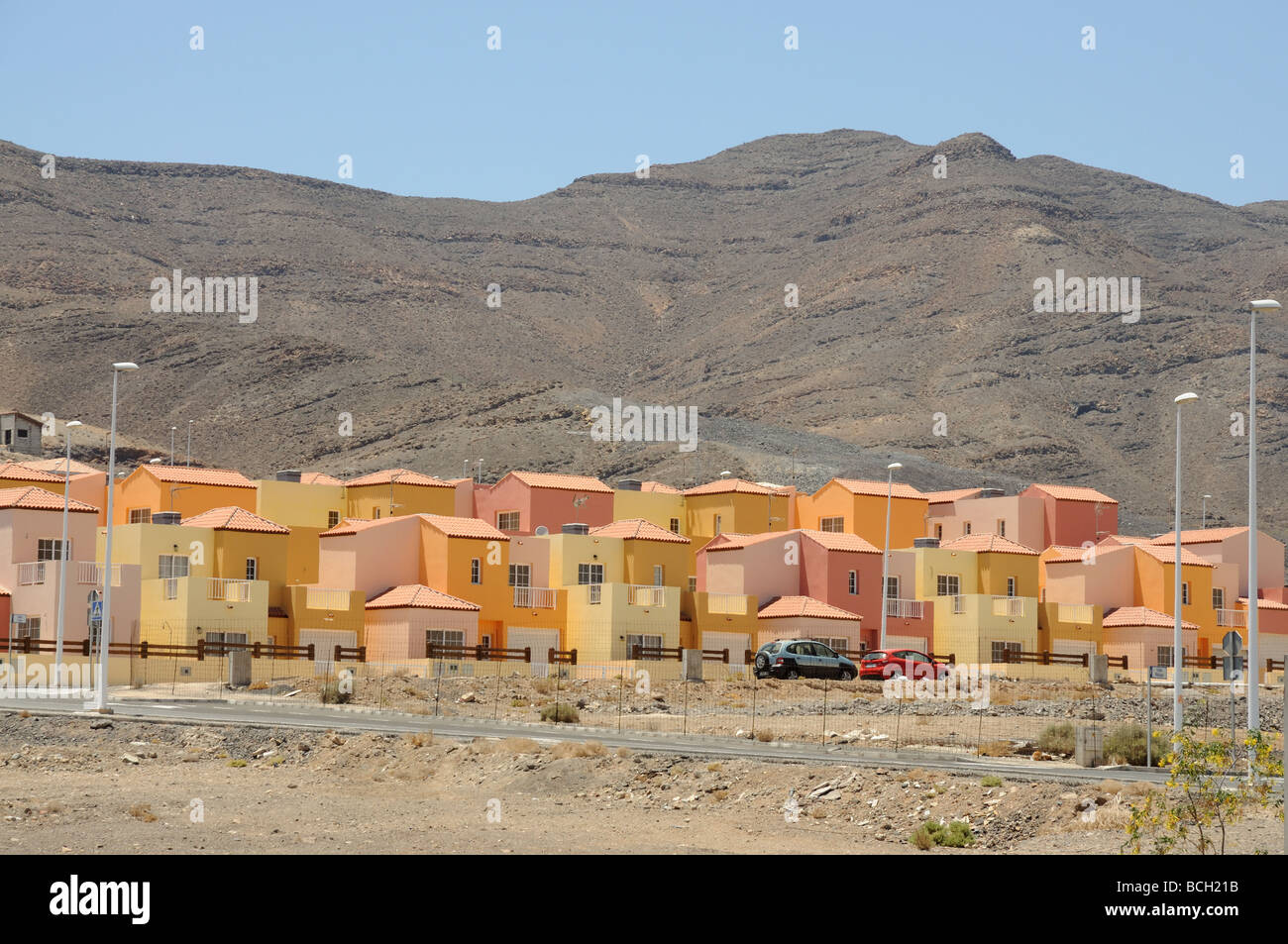 Urbanisierung in der Nähe von Gran Tarajal, Kanarischen Insel Fuerteventura, Spanien Stockfoto